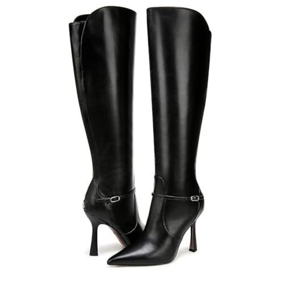 Sam Edelman Women's Elia Over-the-Knee Boot Black Leather Wide Calf 8.5 Medium - Picture 1 of 1